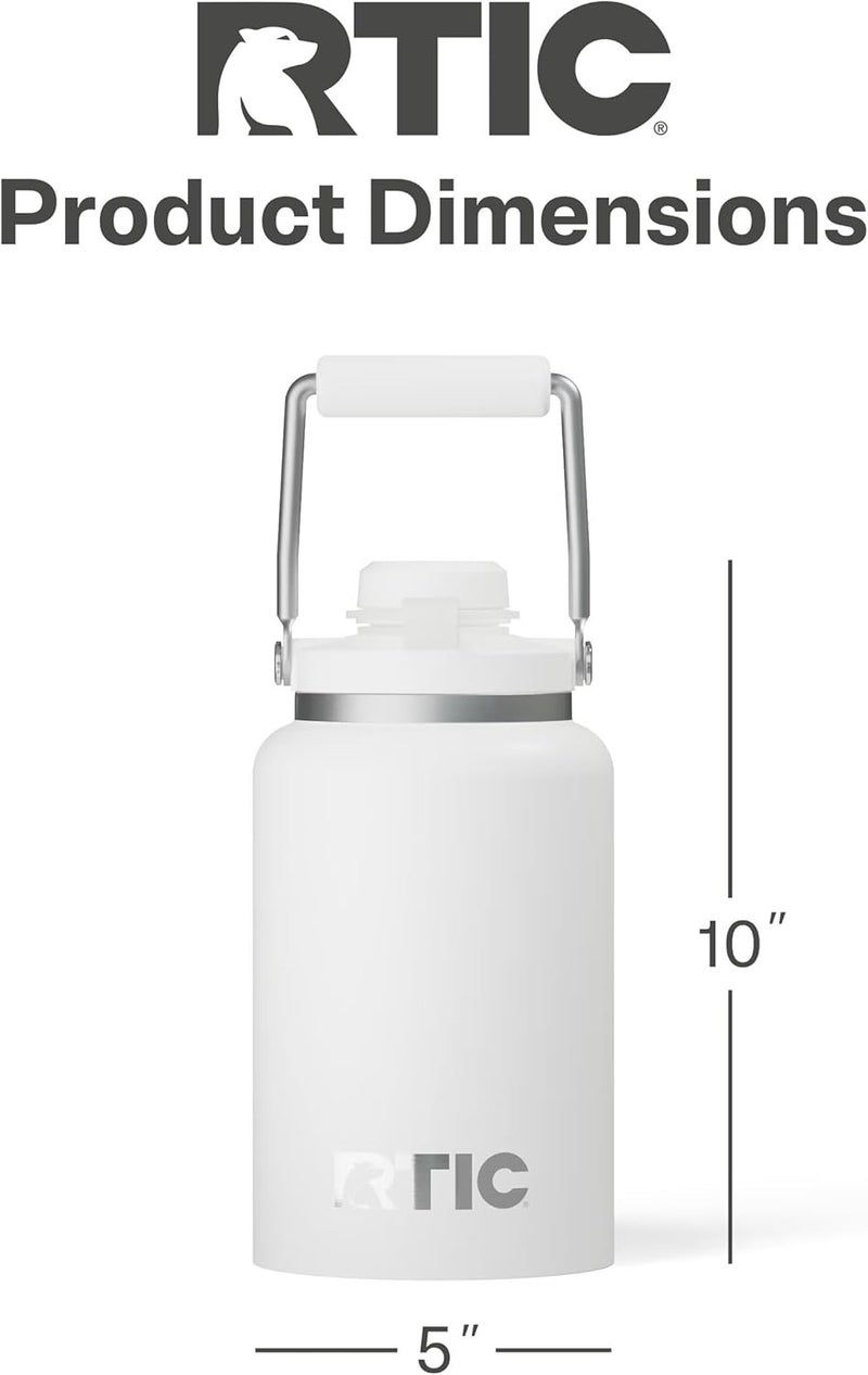 RTIC Half Gallon Outback Jug, Stainless Steel, Ceramic Lined Insulated Water Bottle with Lid and Handle, BPA-Free, Double Wall Vacuum Insulation, White - Image 4